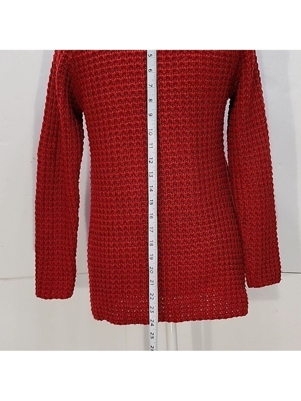 OLIVER BY ESCIO RED A SYMMETRICAL SWEATER SIZE SMALL - Picture 2 of 5